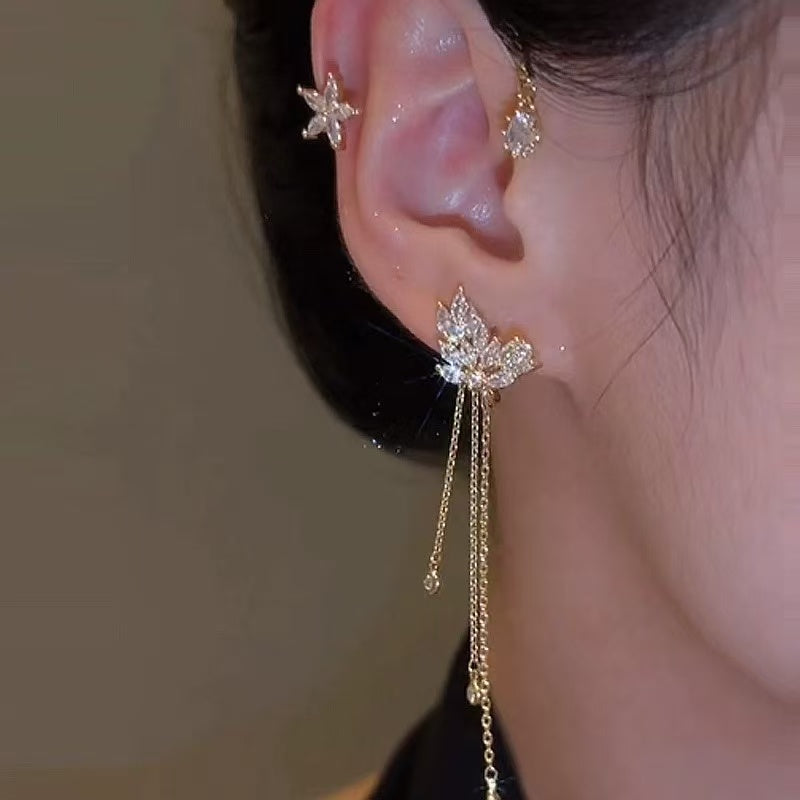 Aurora Butterfly Tassel Earrings