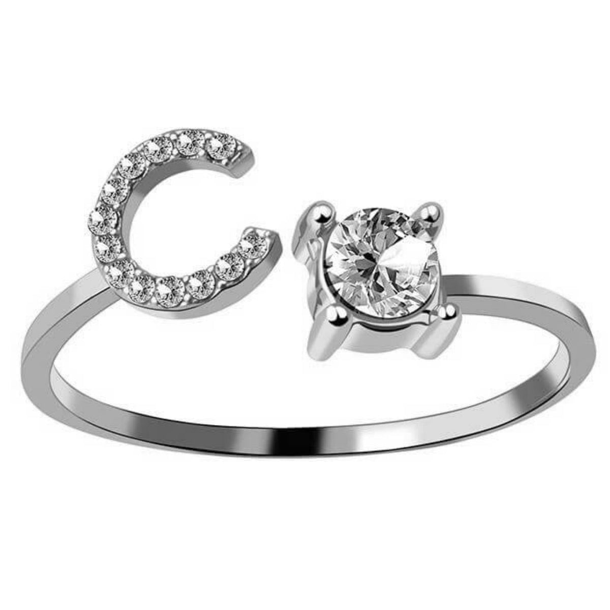 AURA Adjustable Initial Diamond Ring