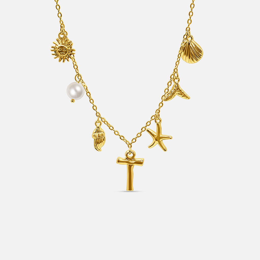 GOLD OCEAN LETTER NECKLACE