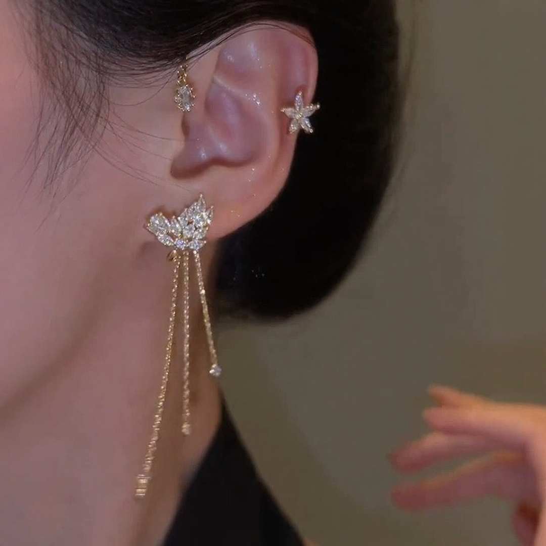 Aurora Butterfly Tassel Earrings