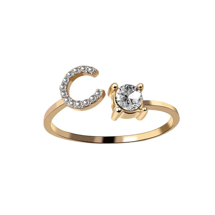 AURA Adjustable Initial Diamond Ring