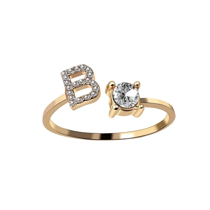 AURA Adjustable Initial Diamond Ring